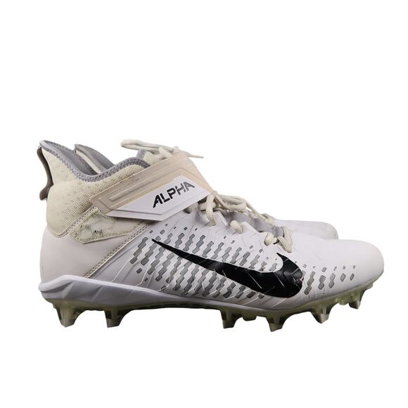 Nike Shoes Mens 13 Football Cleats Alpha Menace Pro 2 Mid White Black Athletics - Picture 1 of 14